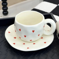 Set cana cu farfurioara, Hearts, 300ml