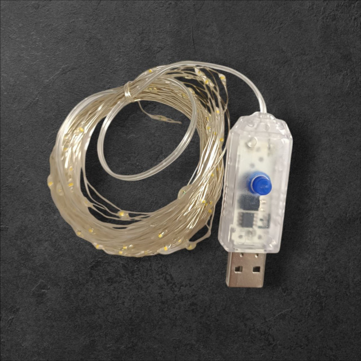 Ghirlanda (luminite) din cupru, 100 becuri led, 10m, usb — fotografia 2