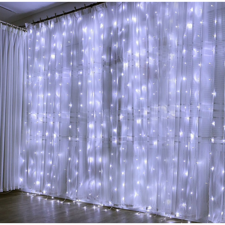 Ghirlanda draperie 300 becuri, 3х3 m, Lumina alba, usb — fotografia 2