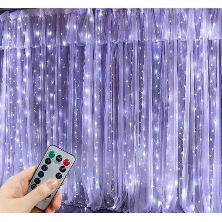 Ghirlanda draperie 300 becuri, 3х3 m, Lumina alba, usb — fotografia 5