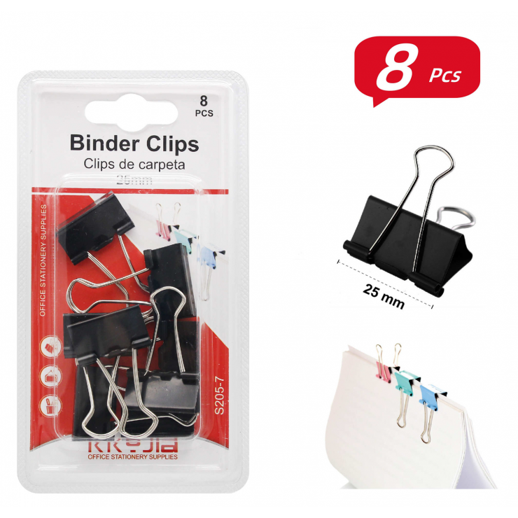 Binder Kkyjia, negru, 25 mm, 8 buc, S205-7