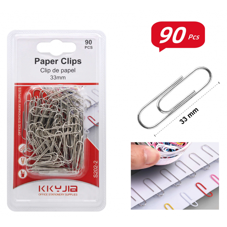 Clama pentru hirtie Kkyjia, de birou, 33 mm, 90 buc, S202-2
