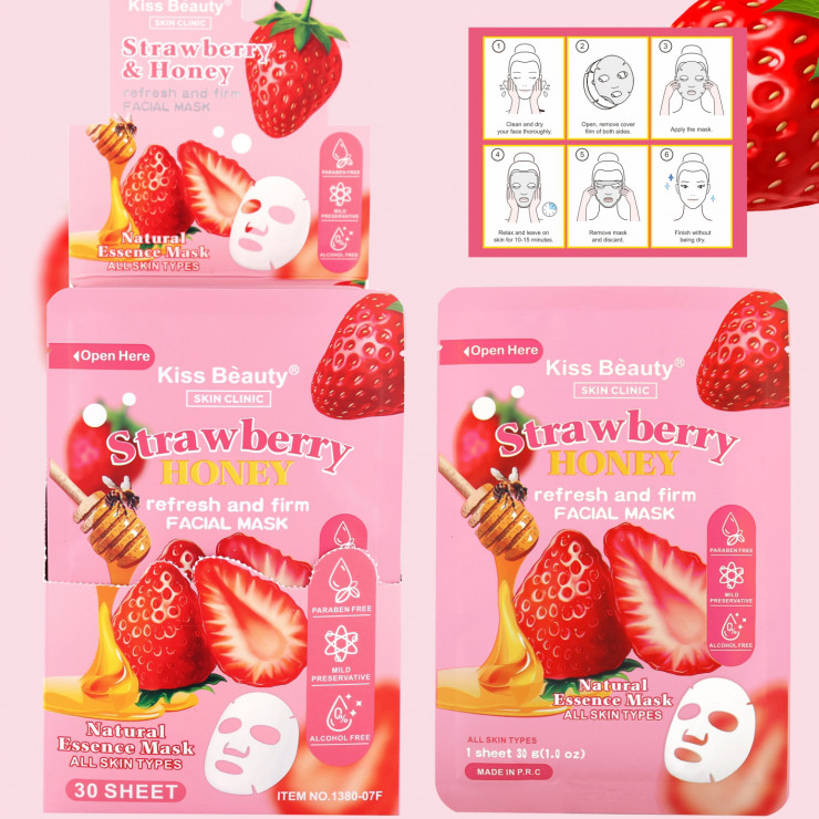 Masca pentru fata Kiss Beauty, Strawbery & Honey, fermitate