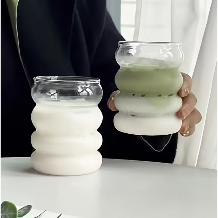Pahar cu capac si pai din sticla, Wave, 370ml — fotografia 5