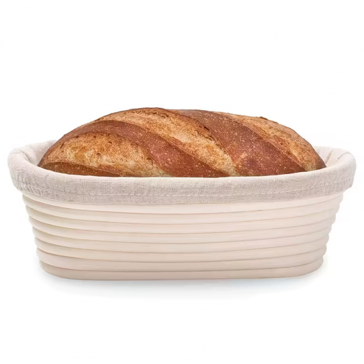 Coș de pâine cu maia, căptușit cu in, oval 23 х 14 х 8,5 сm