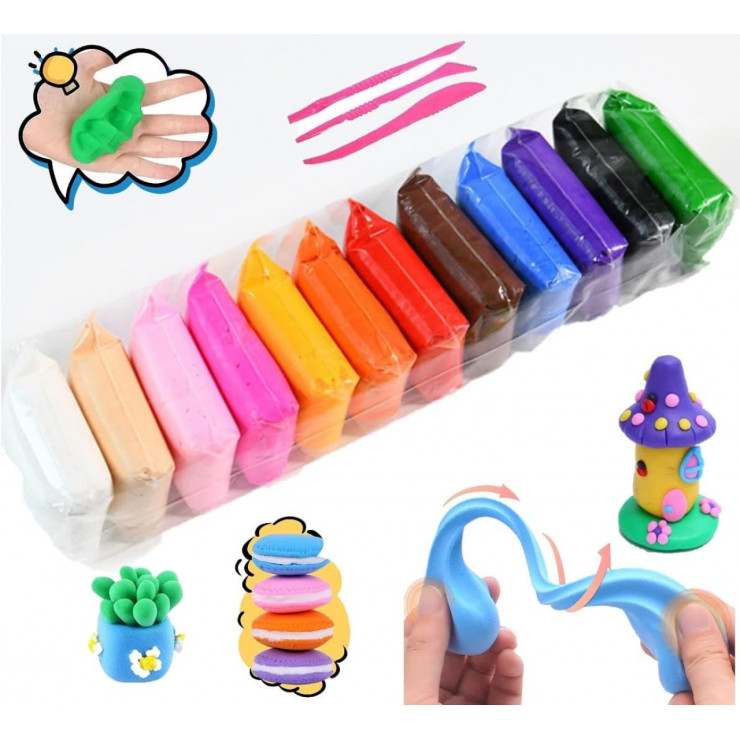 Plastilina aerata, set 12 culori x 8 gr