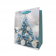 Punga cadou, carton, jucarii de Craciun albastre, 32х26х10 cm