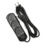 Prelungitor Neomax cu 3 prize, 5 m (negru)