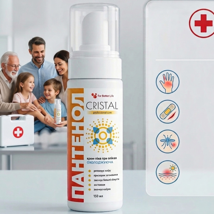 Cremă spumantă răcoritoare CRISTAL Panthenol, 150 ml