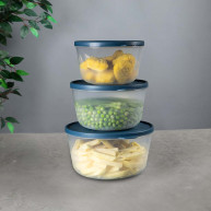 Set caserole DecoBella, rotunde, cu capac, 1 L, 1.5 L, 2 L