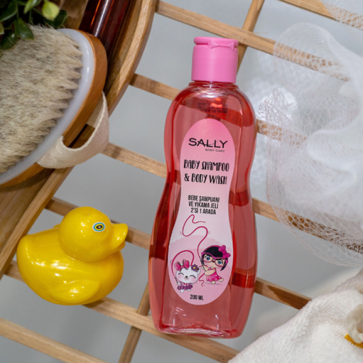 Sampon-gel de dus SALLY, pentru copii, Pink, 200 ml