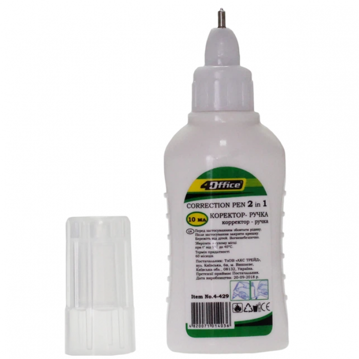 Corector 4OFFICE, 2 in 1, cu virf de metal si periuta, 10 ml, 4-429 — fotografia 3