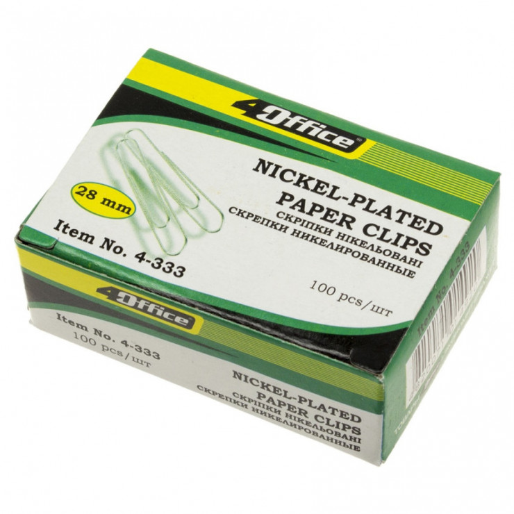 Clame 4OFFICE, nichelate, 28 mm, 100 buc, 4-333