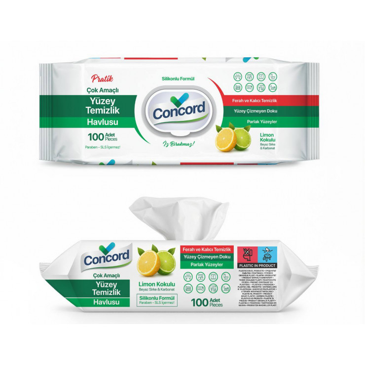 Servetele umede pentru curatare CONCORD, Lemon, 100 buc