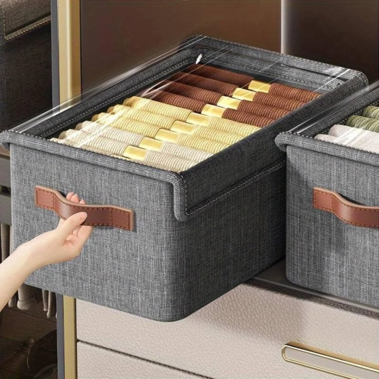 Organizator pliabil pentru dulap cu capac și carcasa metalica 50x35x23cm — fotografia 5