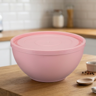 Bol rotund Zambak Plastik, cu capac, 4 Lit