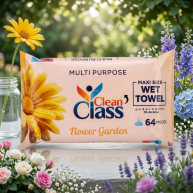 Servetele umede Clean Class, Flowers, 64 buc