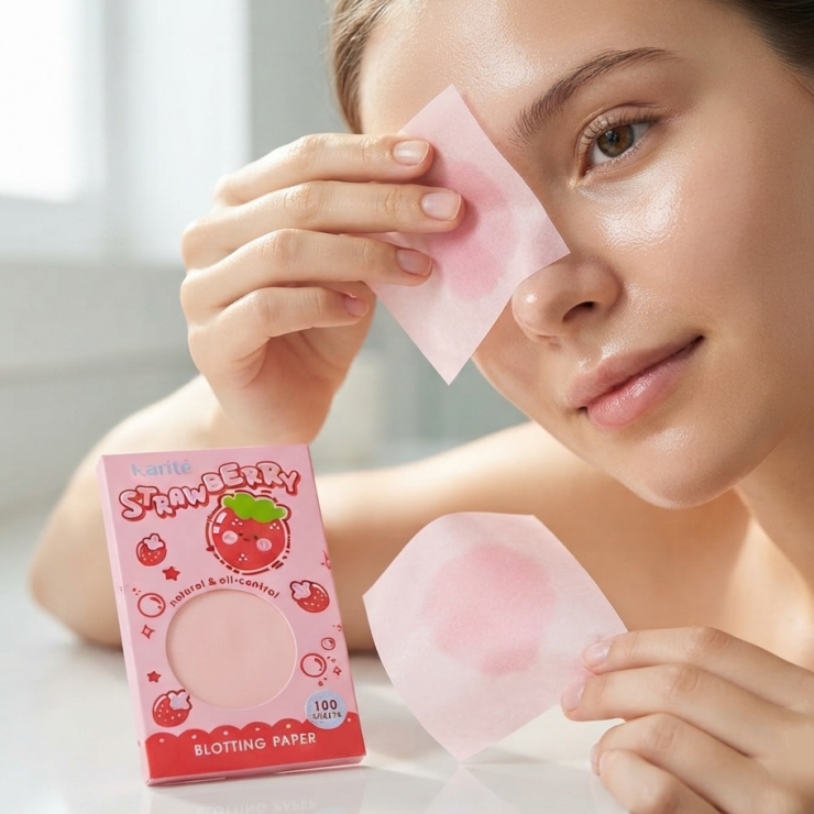 Servetele pentru fata Karite, matifiante, Strawberry, 100 buc