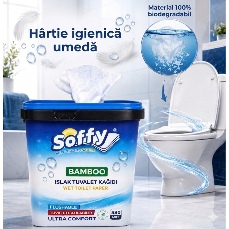 Hartie igienica umeda SOFFY, 480 foi