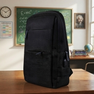 Рюкзак, 30 cм x 14 cм x 40 cм, 4 отделения, USB, черный, 2918