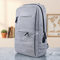 Рюкзак, 30 cм x 14 cм x 40 cм, 4 отделения, USB, серый, 2918