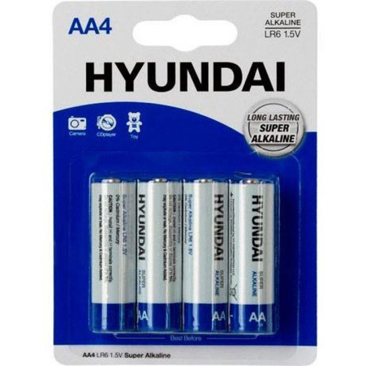 Baterii Hyundai, AA, Alkaline, LR6, 1,5 V, 4 buc