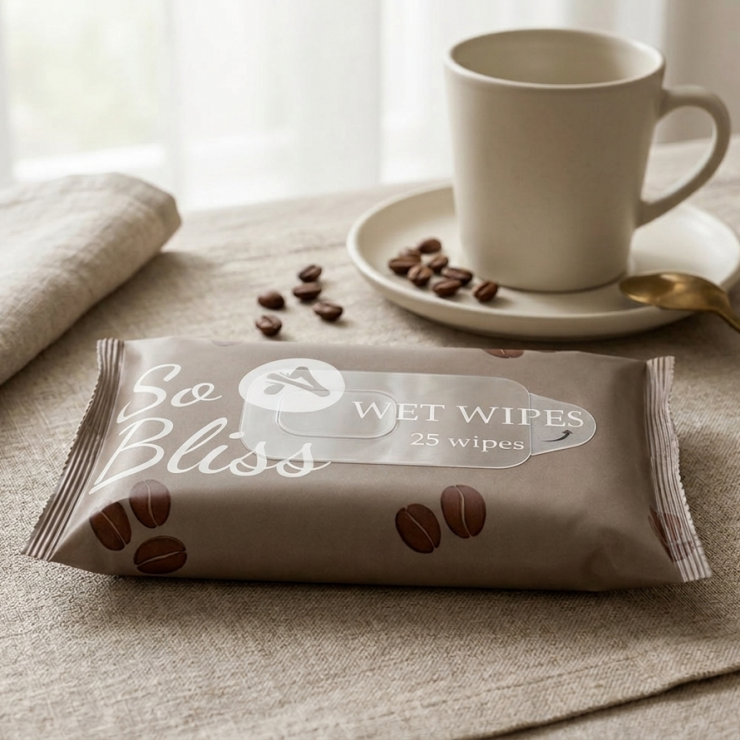 Șervețele umede Go Bliss cu aromă de cappuccino — 25 bucăți