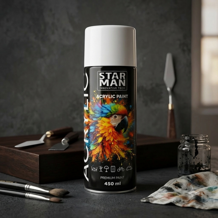 Vopsea acrilic STAR MAN, negru lucios, 450 ml, № 39