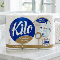 Hartie igienica KILO, Confort Luxury, 5 straturi, 6 role