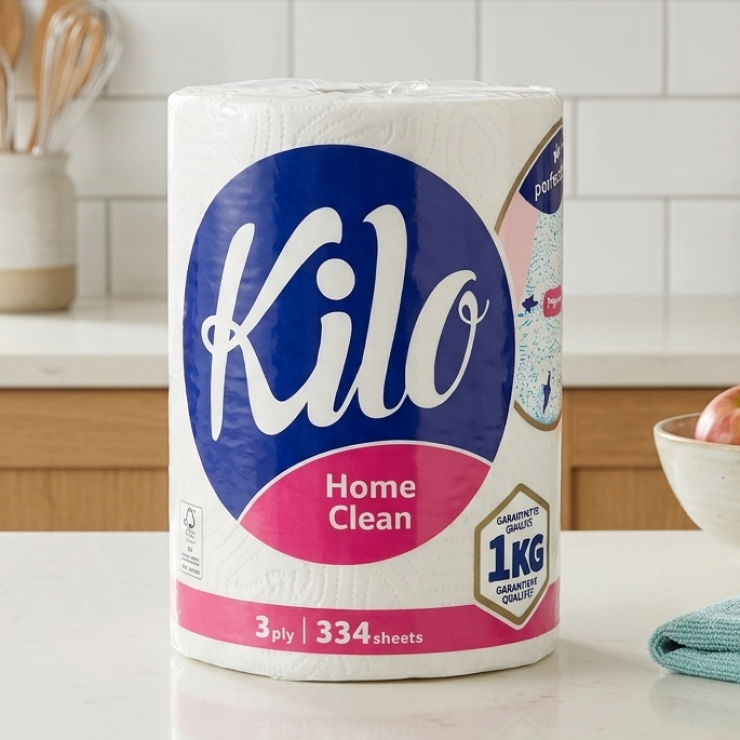 Prosop de hirtie KILO, Home Clean, 3 straturi, 334 foi, 1 kg