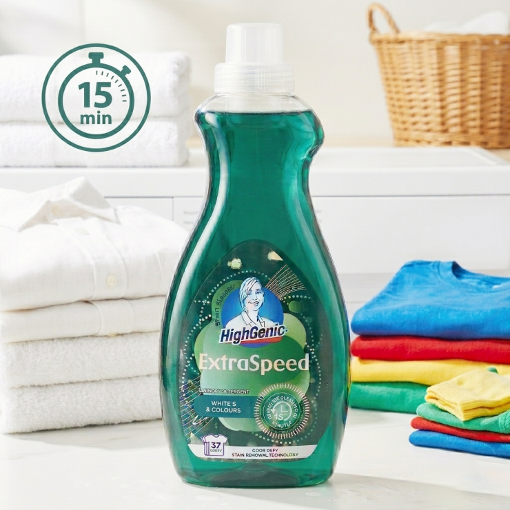 Detergent Gel HighGenic Extra Speed, Color și Alb, 1,5 Litri — fotografia 2