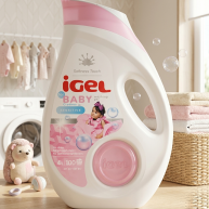 Detergent lichid pentru rufe copii iGEL Baby 4 L / 100 spalari