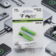 Baterii reincărcabile FLYCAT, AAA, USB, 2000 mAh, 2 buc