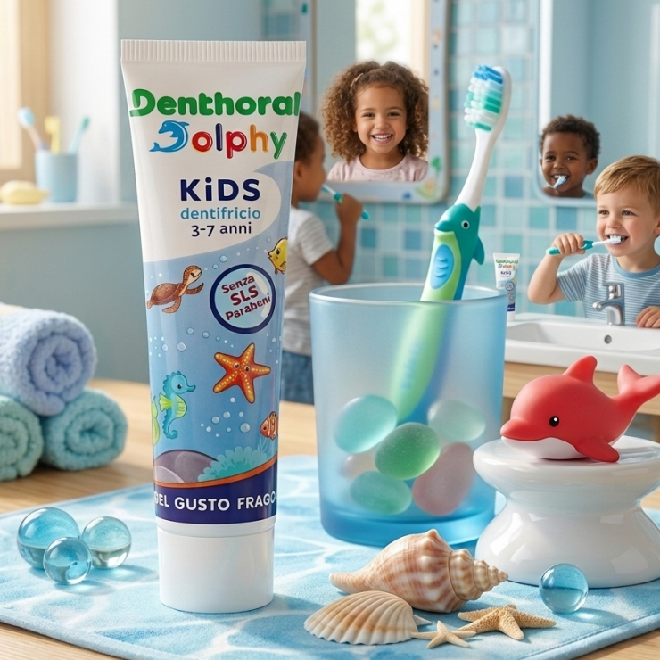 Pasta de dinti Denthoral Kids, 3 - 7 ani, capsuna, 50 ml