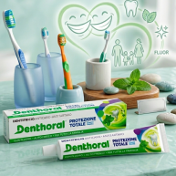 Pasta de dinti Denthoral, Protectie totala, menta, 75 ml