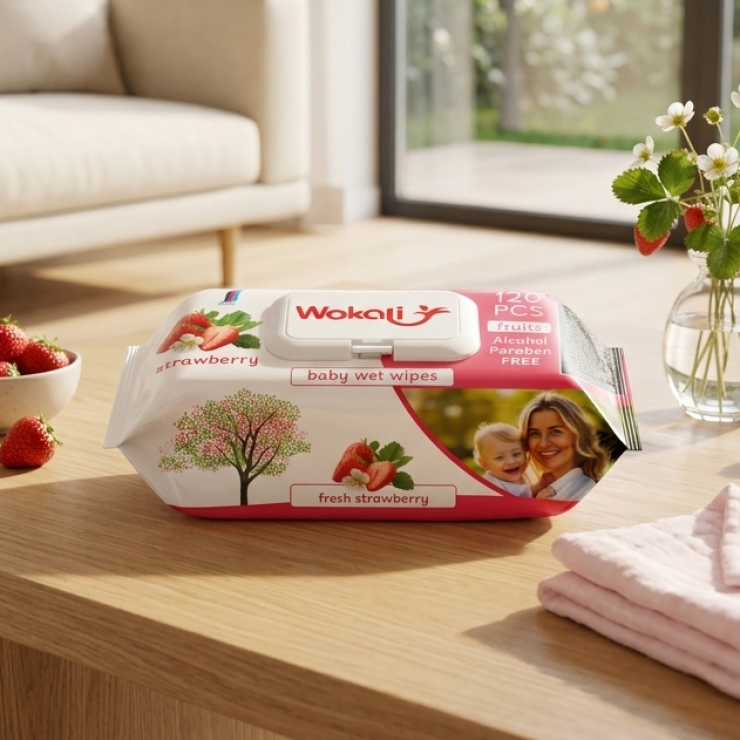 Servetele umede WOKALI Strawberry, 120 buc