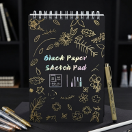 Скетчбук черный лист Vneeds, 25 листов, А5, 14,8 х 21 см