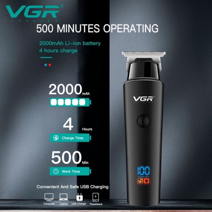 Aparat de tuns reîncărcabil VGR V-937, 3 duze, afișaj LED — fotografia 3
