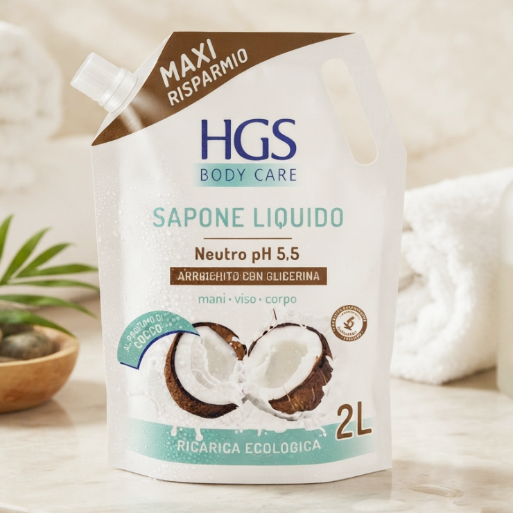 Săpun lichid HGS cu cocos și glicerină, 2L