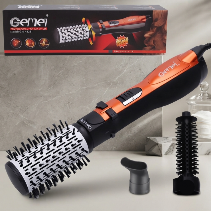 Фен-расческа Gemei, 3 насадки, GM-4828